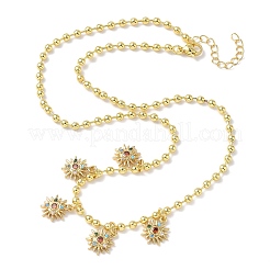 Brass Micro Pave Cubic Zirconia Sun Pendant Bib Necklaces&nbsp;NJEW-G183-02G