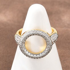 Brass Micro Pave Clear Cubic Zirconia Cuff Open Rings&nbsp;RJEW-T028-02B-G