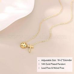 Brass Pickleball and Cross Pendant Cable Chain Necklaces&nbsp;FS-WGCEAF4-01