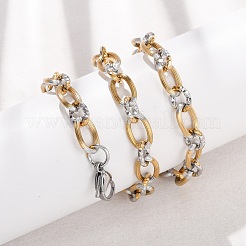 8MM Two Tone 304 Stainless Textured Oval Link Chain Necklaces&nbsp;SA-CBA725A-26GP