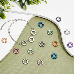 24Pcs 6 Colors PVD Vacuum Plating Non-magnetic Synthetic Hematite Linking Rings&nbsp;G-AR0004-76