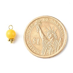 Imitation Jade Round Glass Beads Charms&nbsp;PALLOY-JF01142