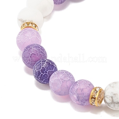 Natural Weathered Agate(Dyed) & Howlite Round Beaded Stretch Bracelet&nbsp;BJEW-JB08087-02