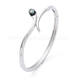 Enamel Snake Hinged Bangle with Cubic Zirconia&nbsp;BJEW-G673-02P