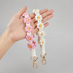 2Pcs 2 Colors Cotton Handmade Braided Wrist Lanyard Pendant Decorations&nbsp;KEYC-HY0001-20