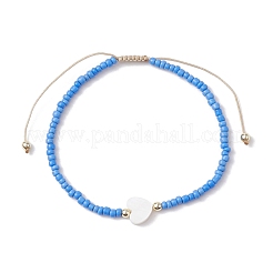5Pcs 5 Colors Natural Shell Heart & Seed Braided Bead Bracelets Set&nbsp;BJEW-JB10039-01