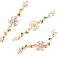 3Pcs 3 Colors Brass Pave Cubic Zirconia Connector Charms&nbsp;KK-TA0008-71G