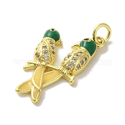 Brass Enamel Micro Pave Cubic Zirconia Pendants&nbsp;KK-Z042-17G-01