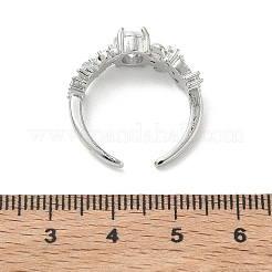 Brass Micro Pave Cubic Zirconia Cuff Open Rings&nbsp;RJEW-C163-25B-P