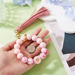 Silicone Beaded Wristlet Keychain&nbsp;HJEW-TAC0136