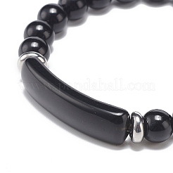 Natural Obsidian Beaded Stretch Bracelet&nbsp;BJEW-JB08879-02