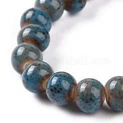 Handmade Fancy Antique Glazed Porcelain Ceramic Round Beads Strands&nbsp;PORC-L019-6mm-M