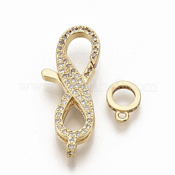 Brass Micro Pave Clear Cubic Zirconia Lobster Claw Clasps&nbsp;ZIRC-S066-011