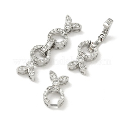 Leaf Brass Micro Pave Clear Cubic Zirconia Fold Over Clasps&nbsp;KK-G557-27P