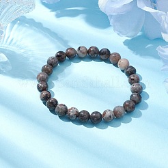 8mm Round Natural Fluorescent Syenite Rock(Glow under UV Light) Beaded Streth Bracelets&nbsp;BJEW-JB10859