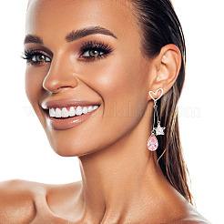 2 Pairs 2 Colors Rhinestone Star & Teardrop Dangle Stud Earrings&nbsp;EJEW-FI0001-24
