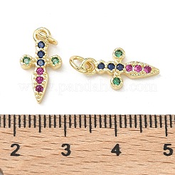 Brass Micro Pave Cubic Zirconia Pendants&nbsp;KK-P350-03G