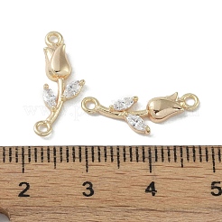 Brass & Clear Glass Flower Links Connector Charms&nbsp;X-KK-H482-16G