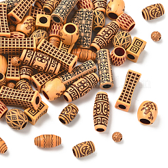 100Pcs 10 Styles Imitation Wood Acrylic Beads&nbsp;SACR-SC0001-52