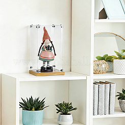 Transparent Acrylic Minifigure Display Cases with Wooden Base&nbsp;ODIS-WH0030-298B