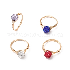 Handmade Polymer Clay Rhinestone Finger Rings for Women&nbsp;RJEW-JR00920-02
