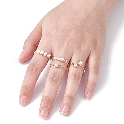 Copper Wire Wrapped Natural Cultured Freshwater Pearl Open Ring&nbsp;RJEW-JR00628