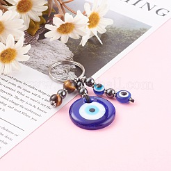 Flat Round Evil Eye Lampwork Keychain&nbsp;KEYC-JKC00243