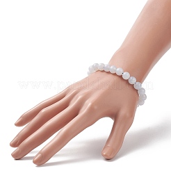 Natural Blue Chalcedony Round Beaded Stretch Bracelet&nbsp;BJEW-JB07701