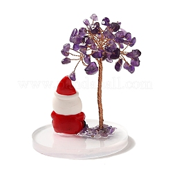 Christmas Natural Amethyst Chips Tree Decorations&nbsp;DJEW-K028-03A