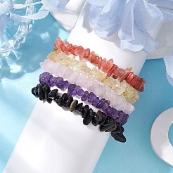 12 Constellation Natural Mixed Gemstone Chip Beaded Stretch Bracelets Sets for Women Men&nbsp;BJEW-JB10264-09