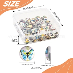 60Pcs Half Round with Butterfly Glass Cabochons&nbsp;GGLA-FS0001-16B