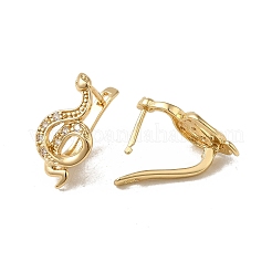 Brass Micro Pave Cubic Zirconia Hoop Earring&nbsp;EJEW-L271-10KCG-06