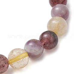 Natural Auralite Round Beaded Stretch Bracelets for Women Men&nbsp;BJEW-JB11426