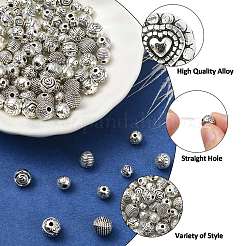 100Pcs 10 Styles Tibetan Style Alloy Beads&nbsp;FIND-CJ0003-19