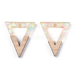 Transparent Resin & White Wood Pendants&nbsp;RESI-N039-29