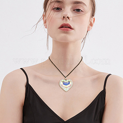 5Pcs 5 Colors Heart Glass Pendant Necklaces Set with Waxed Cord for Women&nbsp;NJEW-FI0001-05