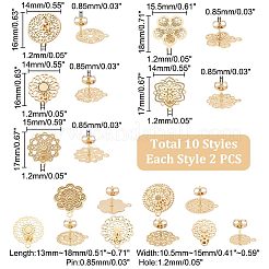 20Pcs 10 Style 304 Stainless Steel Stud Earrings Finding&nbsp;STAS-UN0041-93