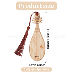 8Pcs 8 Style Ancient Musical Instrument Pipa Chinese Style Bookmark with Tassels for Book Lover&nbsp;AJEW-GO0001-13