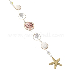 Electroplate Sea Shell & Glass Pendants Hanging Suncatchers&nbsp;HJEW-JM04562