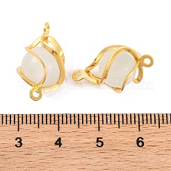 Brass Wrapped Cat Eye Glass Connector Charms&nbsp;KK-U024-11G