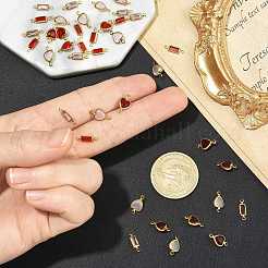 40Pcs 4 Colors Brass Pave K9 Glass Connector Charms&nbsp;KK-FS0002-07