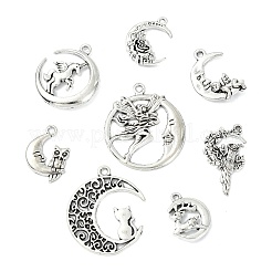 80Pcs 8 Styles Moon Theme Tibetan Style Alloy Pendants&nbsp;FIND-CJ0005-60