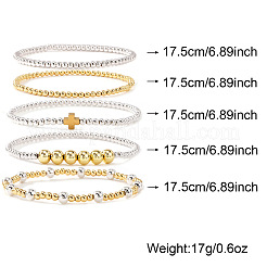 Brass Round Beaded Stretch Bracelet Sets&nbsp;YD0023