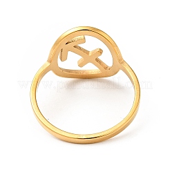 Ion Plating(IP) 201 Stainless Steel Constellations Sagittarius Finger Ring for Women&nbsp;RJEW-G266-16G