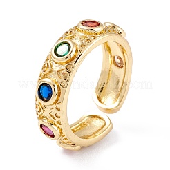 Brass Micro Pave Cubic Zirconia Cuff Rings&nbsp;RJEW-M138-09G