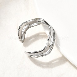 304 Stainless Steel Open Cuff Rings for Women&nbsp;RJEW-H261-06P