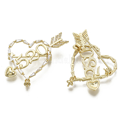 Brass Micro Pave Clear Cubic Zirconia Brooch Findings&nbsp;KK-R136-003-NF