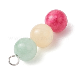 3Pcs 3 Styles Dyed Natural Malaysia Jade & Rose Quartz & Black Onyx(Dyed & Heated) & Labradorite Round Beaded Pendants&nbsp;PALLOY-JF04053-02