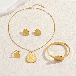 Korean Style Stainless Steel Teardrop Bangle & Earrings & Necklaces & Rings Sets for Women&nbsp;PA5518