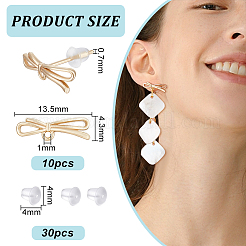 10Pcs Brass Bowknot Stud Earring Findings&nbsp;KK-BC0011-06